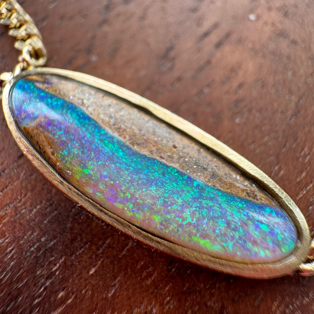 14k Gold Solid Opal Bracelet - Picture 3 of 16